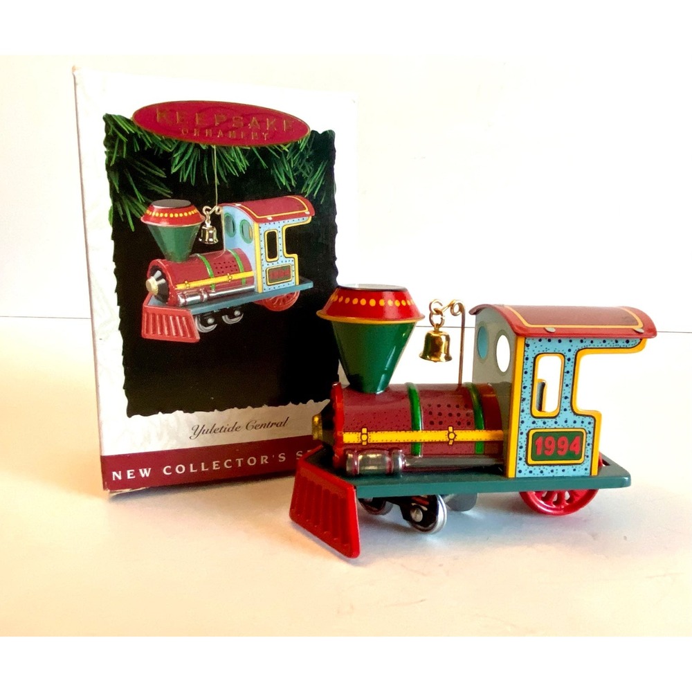 1994 Hallmark Keepsake Yuletide Central Train Ornament First in Series Tin
